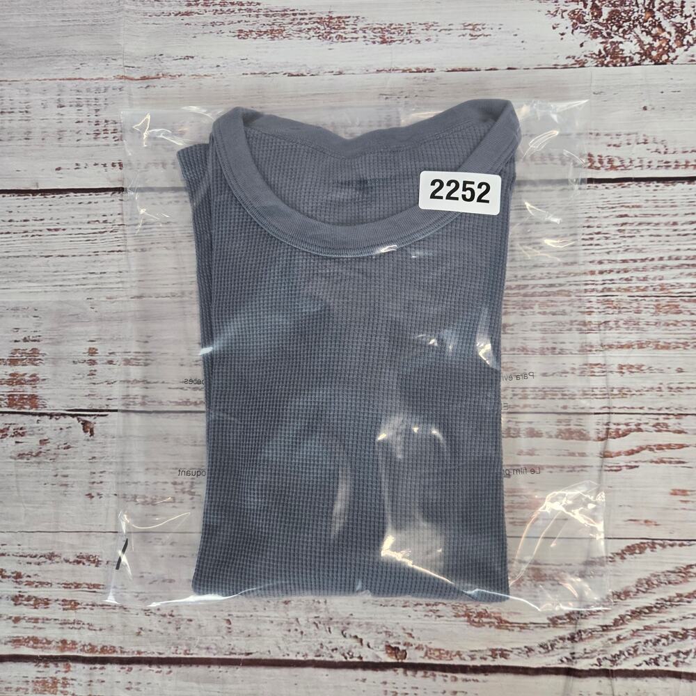 Brandy Melville Women's Blue Henley Thermal Top Sm Italy Cozy Casual Pullover - Picture 9 of 9